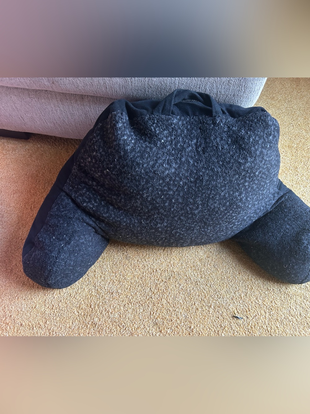 Supportive Dark Gray Reading Pillow with Armrests - Unbranded